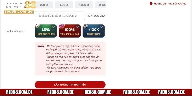 Các lưu ý người chơi cần biết khi nạp tiền Red88